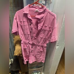 Pink jean romper